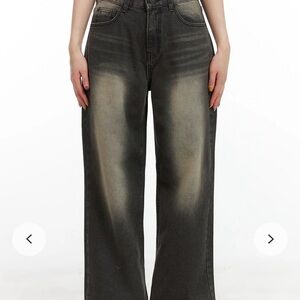 Lewkin Black Vintage Wide-Leg Jeans